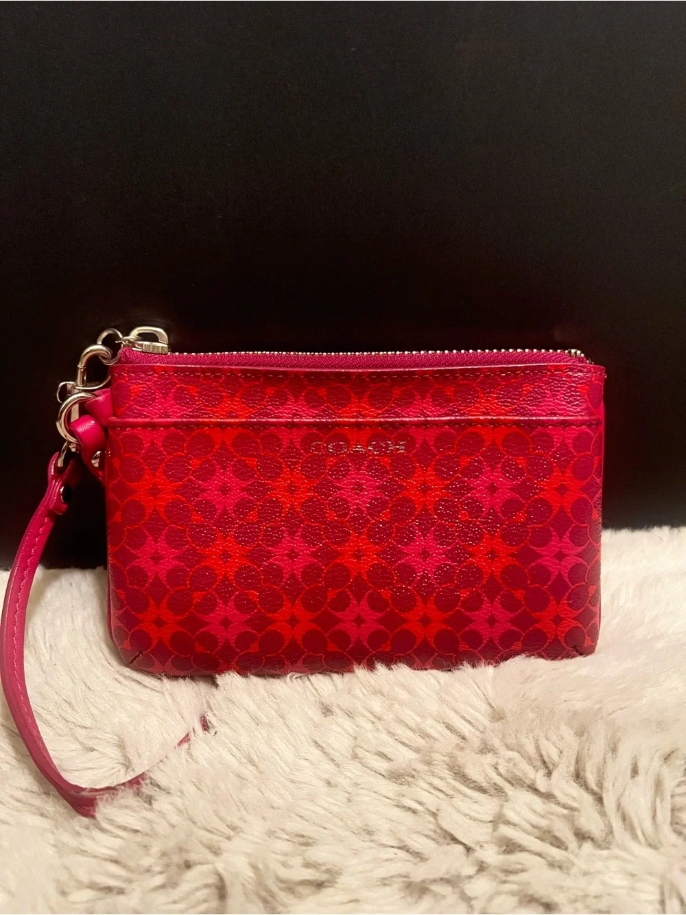 Coach Waverly Pink and Red Signature Wristlet
